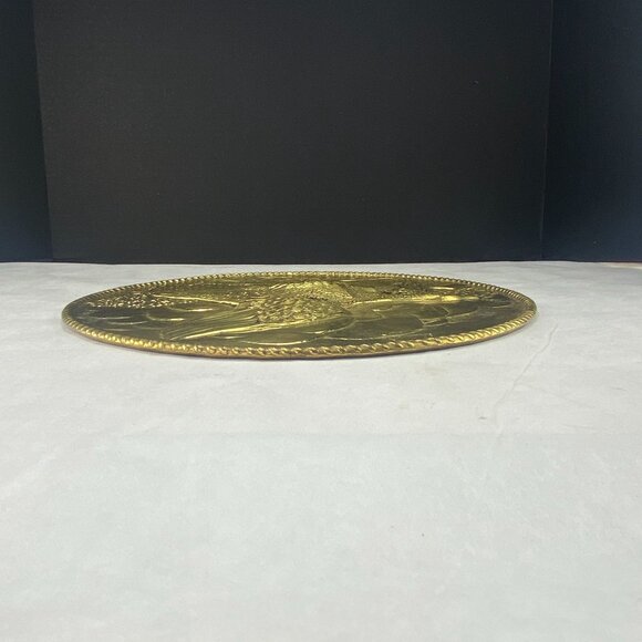 Vintage Retro Embossed Brass Wall Decor Plate Flying Duck or Goose - Picture 5 of 8